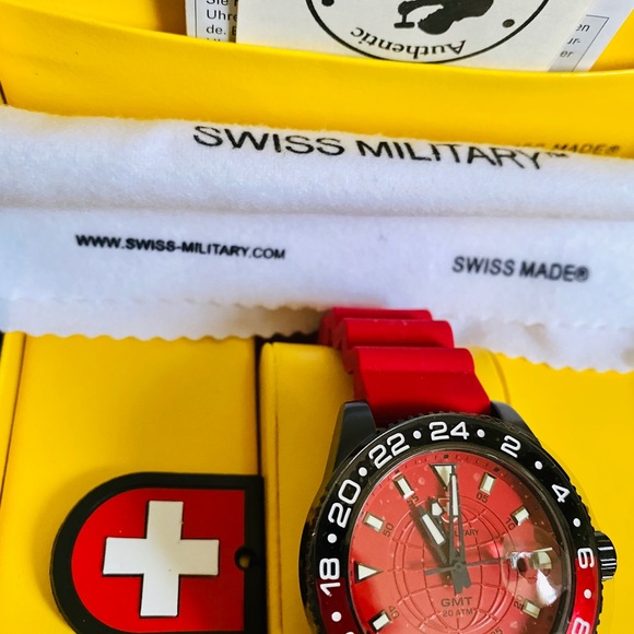 *NWT* Swiss Military GMT NERO SCUBA RED WATCH $635 - Picture 3 of 8